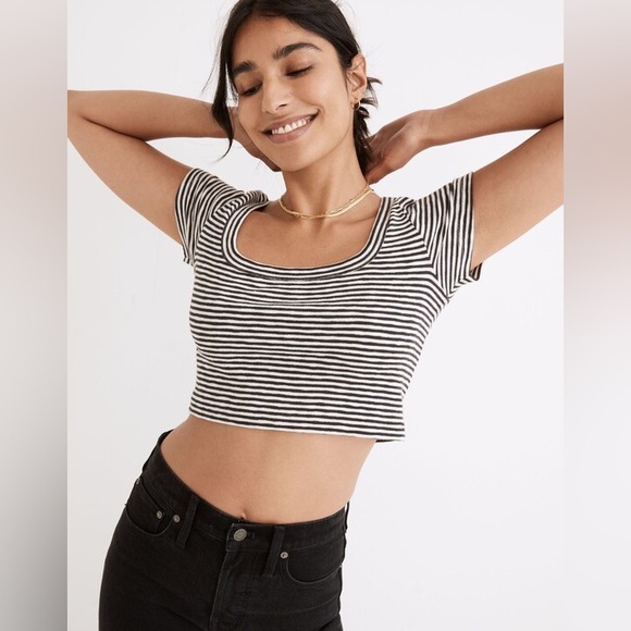 Madewell Tops - Madewell Westville Crop Tee Deep Coal Size Small